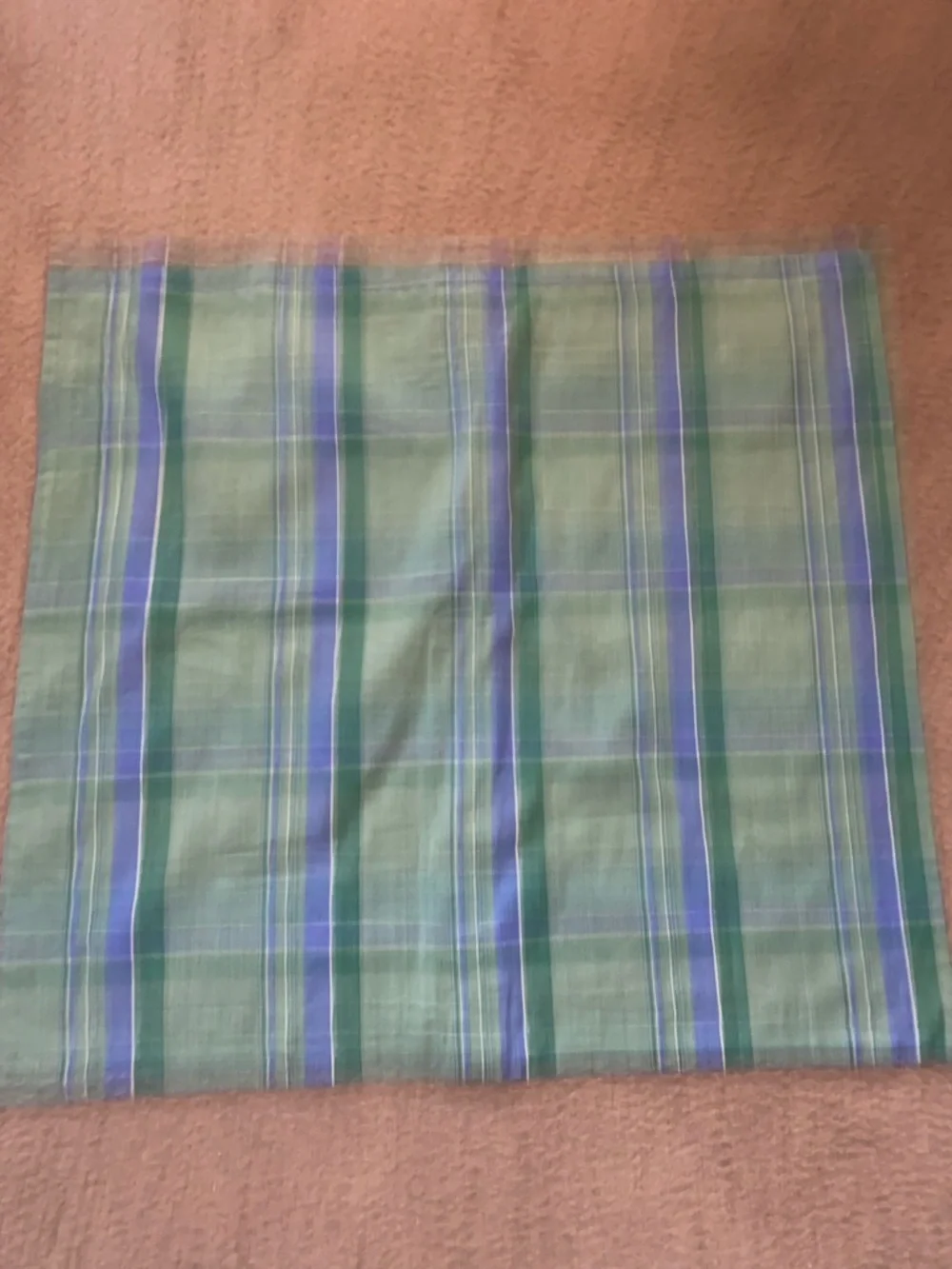 Pottery Barn Plaid Back Button Closure Green Blue Preppy Euro Pillow sham 26”